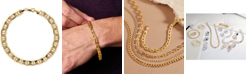 Italian Gold Men's Beveled Marine Link Bracelet in 10k Gold